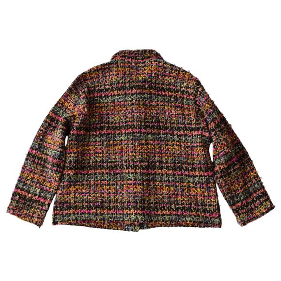 Chico's Design Colorful Vibrant Tweed Fringe Knit Jacket Size XL - Picture 5 of 5